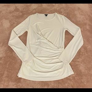 Ann Taylor Petite ivory long sleeve wrap top